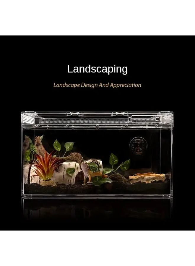 Medium Escape Proof Reptile Feeding Box with Ventilated Lid and Sand Bath Area - Image 2